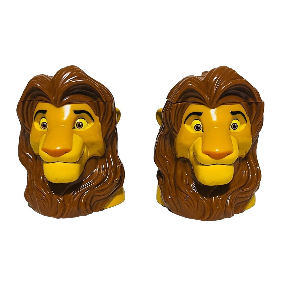 2 Vintage 1990's The Lion King Disney On Ice Exclusive Adult Simba 6.5" Tall Mug
